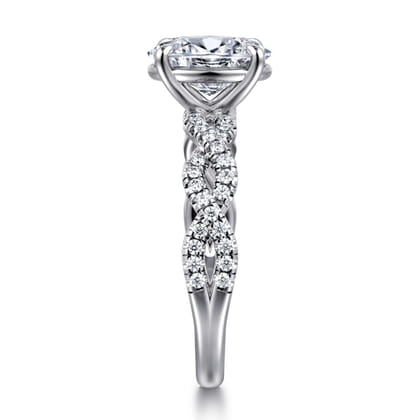 Josefina - 14K White Gold Twisted Oval Diamond Engagement Ring