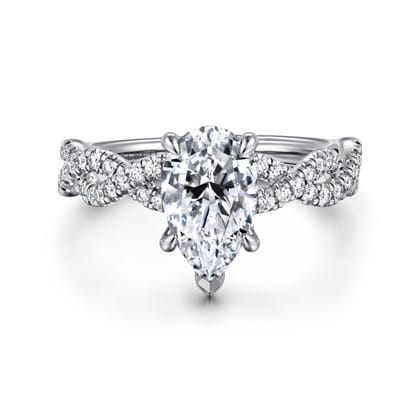 Josefina - 14K White Gold Twisted Pear Shape Diamond Engagement Ring