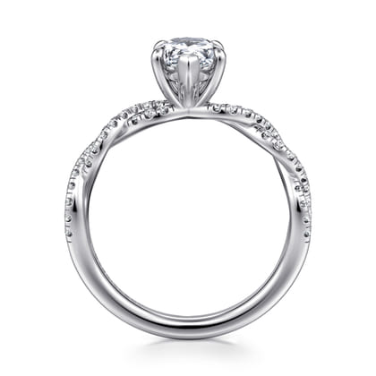 Josefina - 14K White Gold Twisted Pear Shape Diamond Engagement Ring