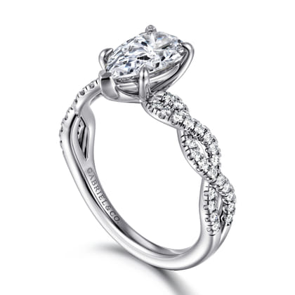 Josefina - 14K White Gold Twisted Pear Shape Diamond Engagement Ring