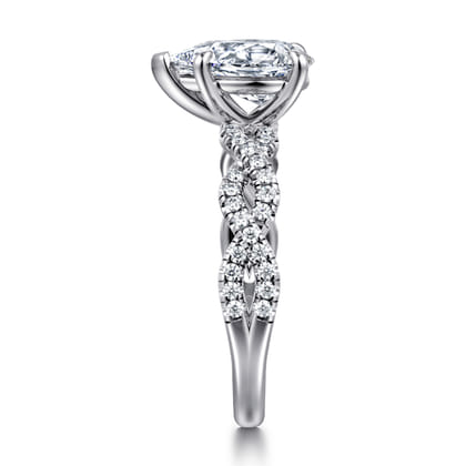 Josefina - 14K White Gold Twisted Pear Shape Diamond Engagement Ring