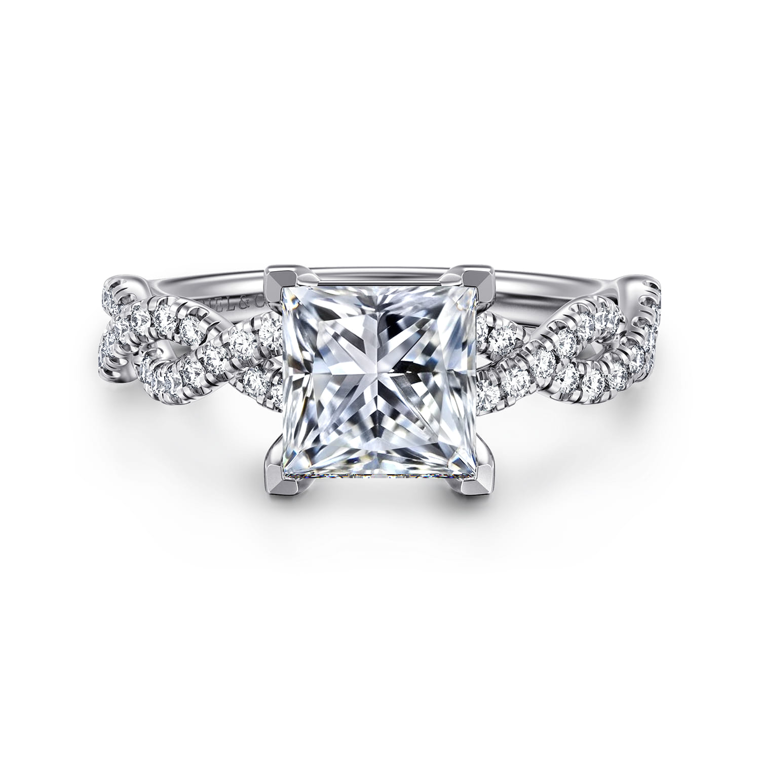 Josefina - 14K White Gold Twisted Princess Cut Diamond Engagement Ring