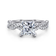 Josefina - 14K White Gold Twisted Princess Cut Diamond Engagement Ring