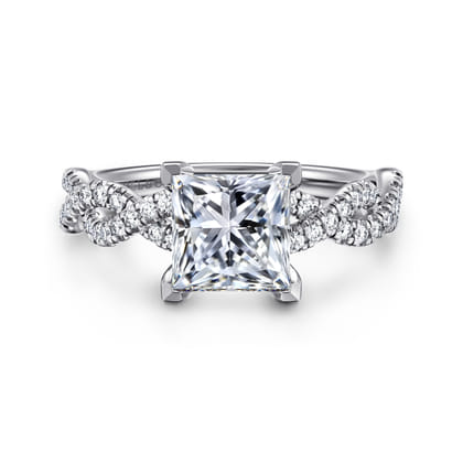 Josefina - 14K White Gold Twisted Princess Cut Diamond Engagement Ring