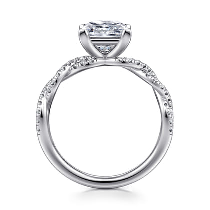 Josefina - 14K White Gold Twisted Princess Cut Diamond Engagement Ring