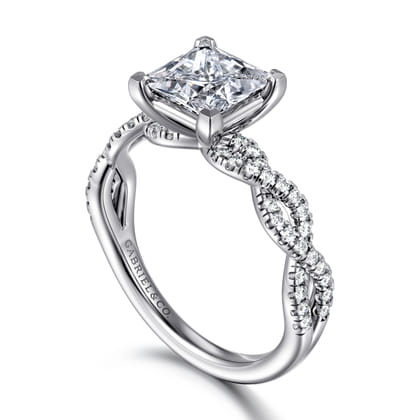 Josefina - 14K White Gold Twisted Princess Cut Diamond Engagement Ring