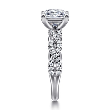 Josefina - 14K White Gold Twisted Princess Cut Diamond Engagement Ring