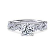 Josefina - 14K White Gold Twisted Round Diamond Engagement Ring