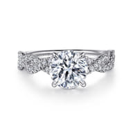 Josefina - 14K White Gold Twisted Round Diamond Engagement Ring