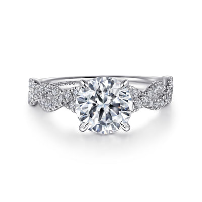 Josefina - 14K White Gold Twisted Round Diamond Engagement Ring