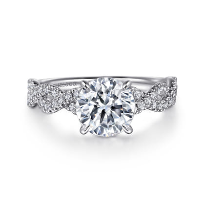 Josefina - 14K White Gold Twisted Round Diamond Engagement Ring