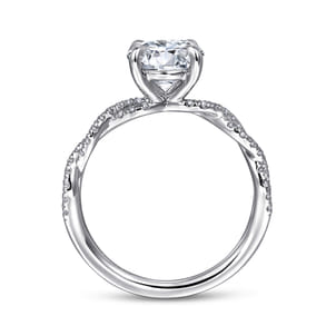 Josefina - 14K White Gold Twisted Round Diamond Engagement Ring