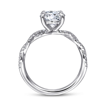Josefina - 14K White Gold Twisted Round Diamond Engagement Ring