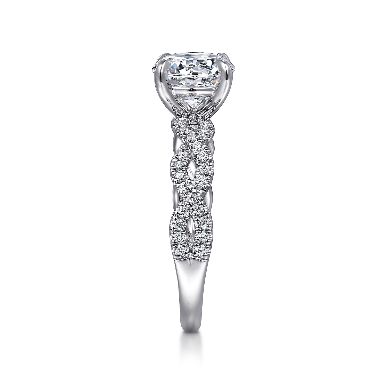 Josefina - 14K White Gold Twisted Round Diamond Engagement Ring
