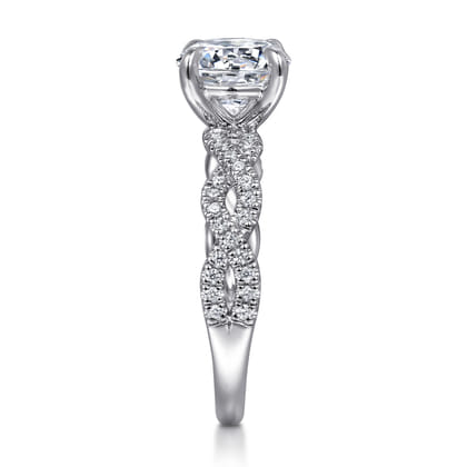 Josefina - 14K White Gold Twisted Round Diamond Engagement Ring