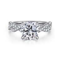 Josefina - 14K White Gold Twisted Round Diamond Engagement Ring