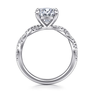 Josefina - 14K White Gold Twisted Round Diamond Engagement Ring