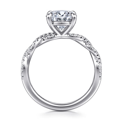 Josefina - 14K White Gold Twisted Round Diamond Engagement Ring