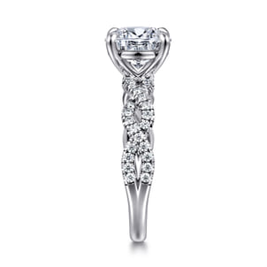 Josefina - 14K White Gold Twisted Round Diamond Engagement Ring