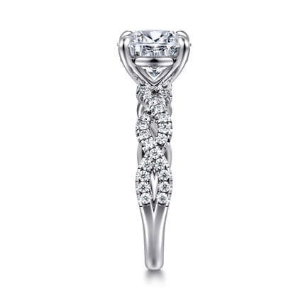 Josefina - 14K White Gold Twisted Round Diamond Engagement Ring