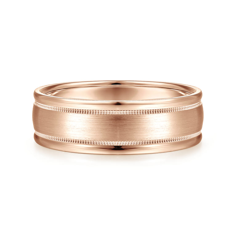 Joseph - 14K Rose Gold 7mm - Men's Wedding Band in Satin Finish - Shot 1