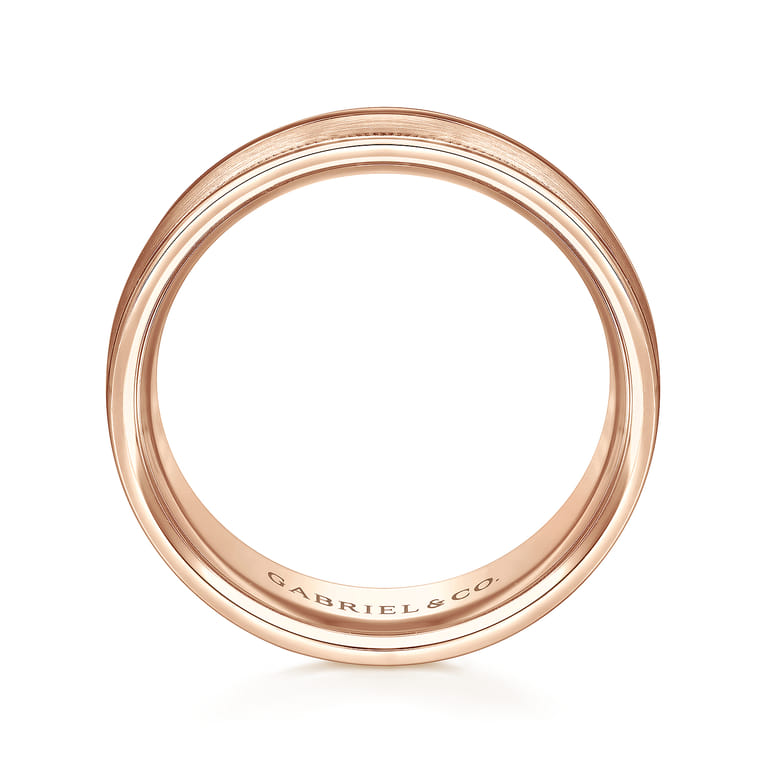 Joseph - 14K Rose Gold 7mm - Men's Wedding Band in Satin Finish - Shot 2