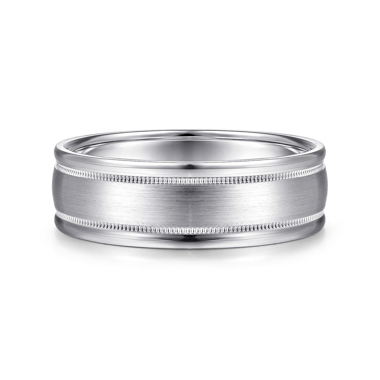 Joseph - 14K White Gold 7mm - Men's Wedding Band in Satin Finish - Shot 1
