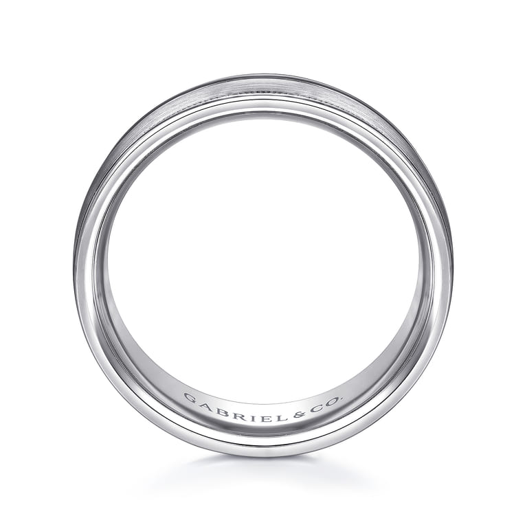 Joseph - 14K White Gold 7mm - Men's Wedding Band in Satin Finish - Shot 2