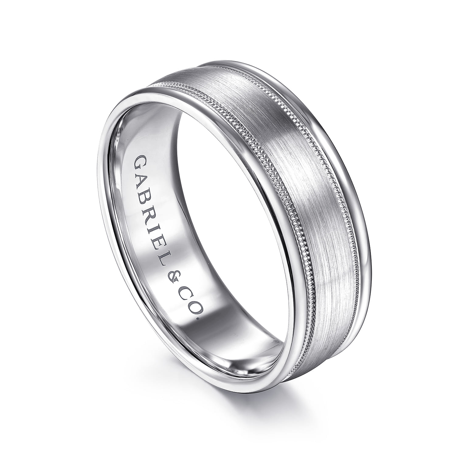 Joseph - 14K White Gold 7mm - Men's Wedding Band in Satin Finish