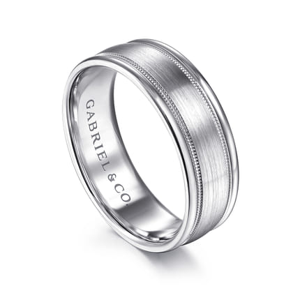 Joseph - 14K White Gold 7mm - Men's Wedding Band in Satin Finish
