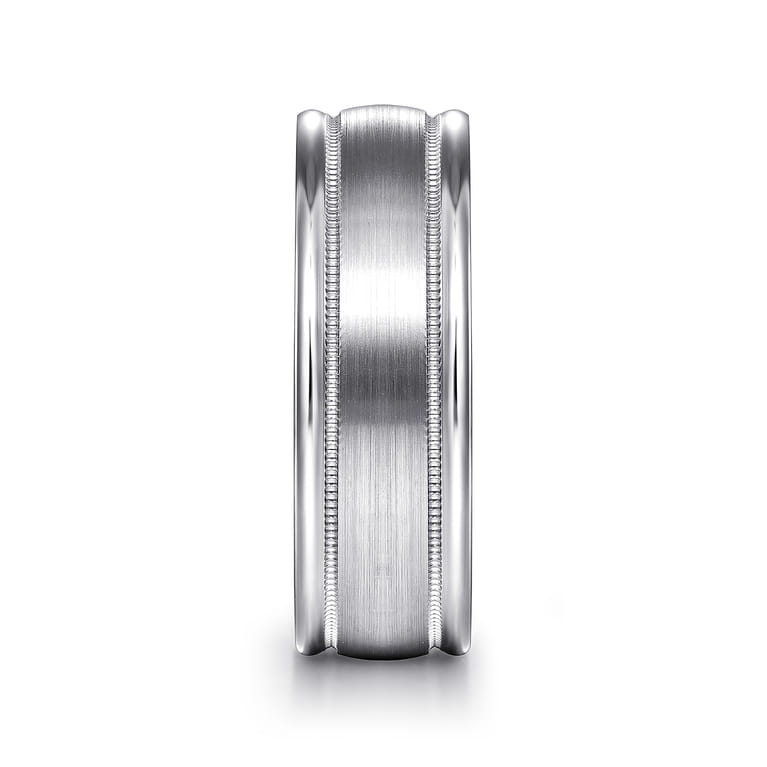 Joseph - 14K White Gold 7mm - Men's Wedding Band in Satin Finish - Shot 4