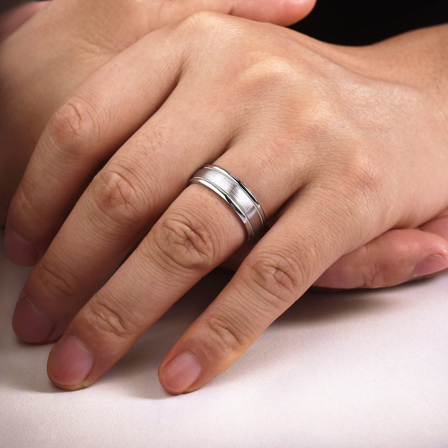 Joseph - 14K White Gold 7mm - Men's Wedding Band in Satin Finish