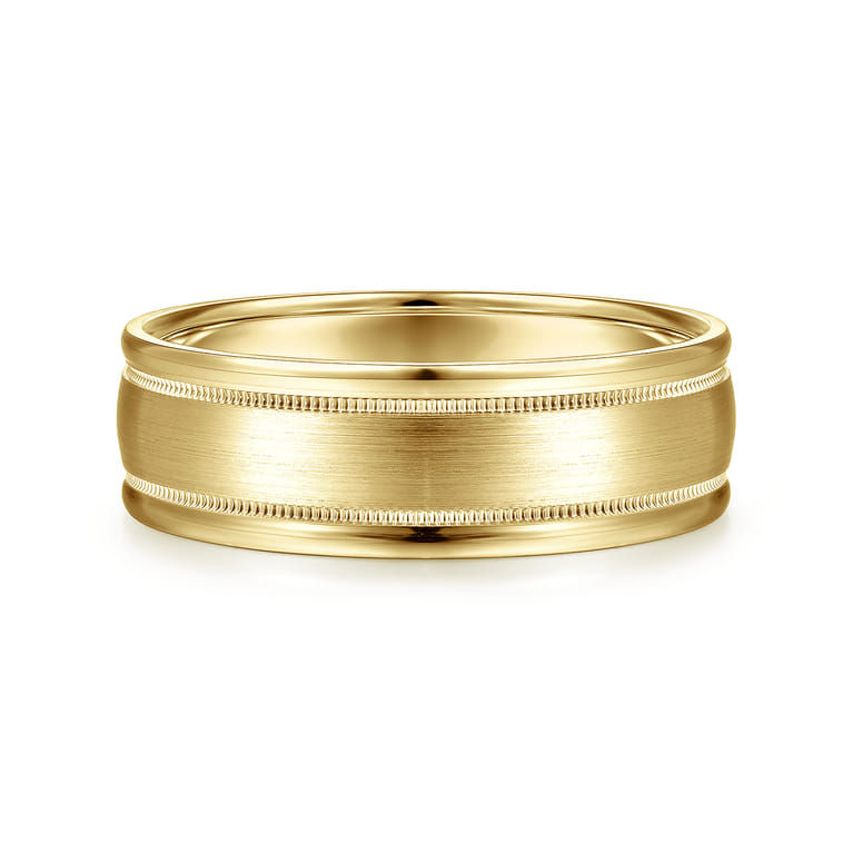 Joseph - 14K Yellow Gold 7mm - Men's Wedding Band in Satin Finish - Shot 1