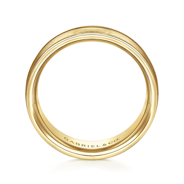 Joseph - 14K Yellow Gold 7mm - Men's Wedding Band in Satin Finish - Shot 2