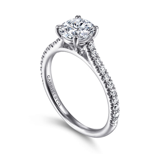 Josephine - 18K White Gold Round Diamond Engagement Ring - 0.28 ct - Shot 3