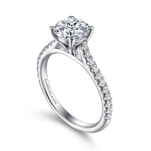 Josephine - 18K White Gold Round Diamond Engagement Ring - 0.3 ct - Shot 3