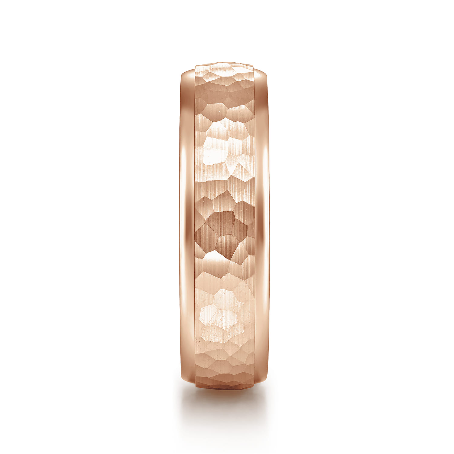 Joshua - 14K Rose Gold 6mm - Hammered Finish Men's Wedding Band - Shot 4