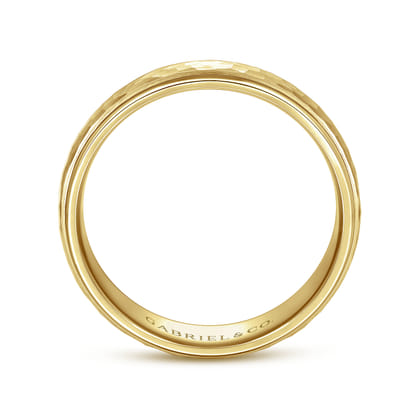 Joshua - 14K Yellow Gold 6mm - Hammered Finish Men's Wedding Band