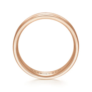 Josiah - 14K Rose Gold 6mm - Satin Polish Center and Milgrain Edge Men's Wedding Band