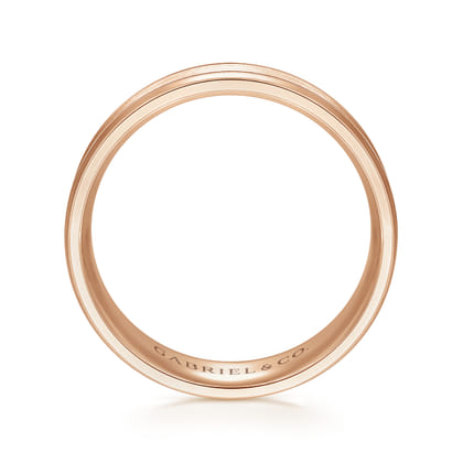 Josiah - 14K Rose Gold 6mm - Satin Polish Center and Milgrain Edge Men's Wedding Band