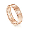 Josiah - 14K Rose Gold 6mm - Satin Polish Center and Milgrain Edge Men's Wedding Band