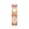 Josiah - 14K Rose Gold 6mm - Satin Polish Center and Milgrain Edge Men's Wedding Band