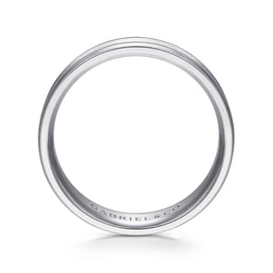 Josiah - 14K White Gold 6mm - Satin Polish Center and Milgrain Edge Men's Wedding Band