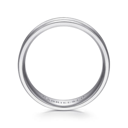 Josiah - 14K White Gold 6mm - Satin Polish Center and Milgrain Edge Men's Wedding Band