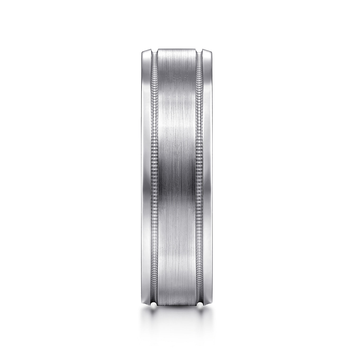 Josiah - 14K White Gold 6mm - Satin Polish Center and Milgrain Edge Men's Wedding Band