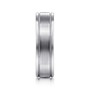 Josiah - 14K White Gold 6mm - Satin Polish Center and Milgrain Edge Men's Wedding Band