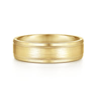 Josiah - 14K Yellow Gold 6mm - Satin Polish Center and Milgrain Edge Men's Wedding Band