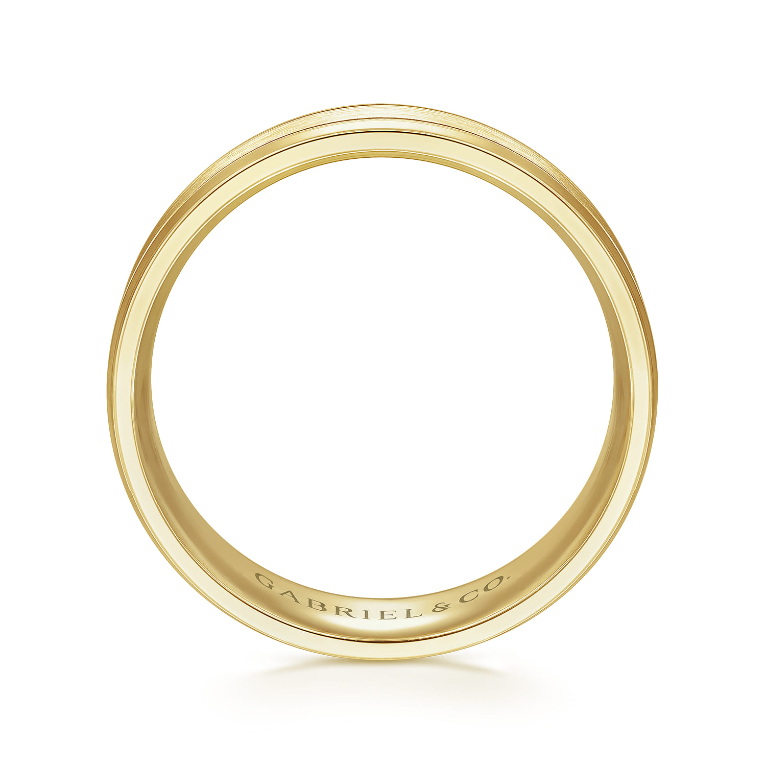 Josiah - 14K Yellow Gold 6mm - Satin Polish Center and Milgrain Edge Men's Wedding Band - Shot 2
