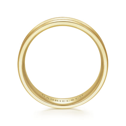 Josiah - 14K Yellow Gold 6mm - Satin Polish Center and Milgrain Edge Men's Wedding Band