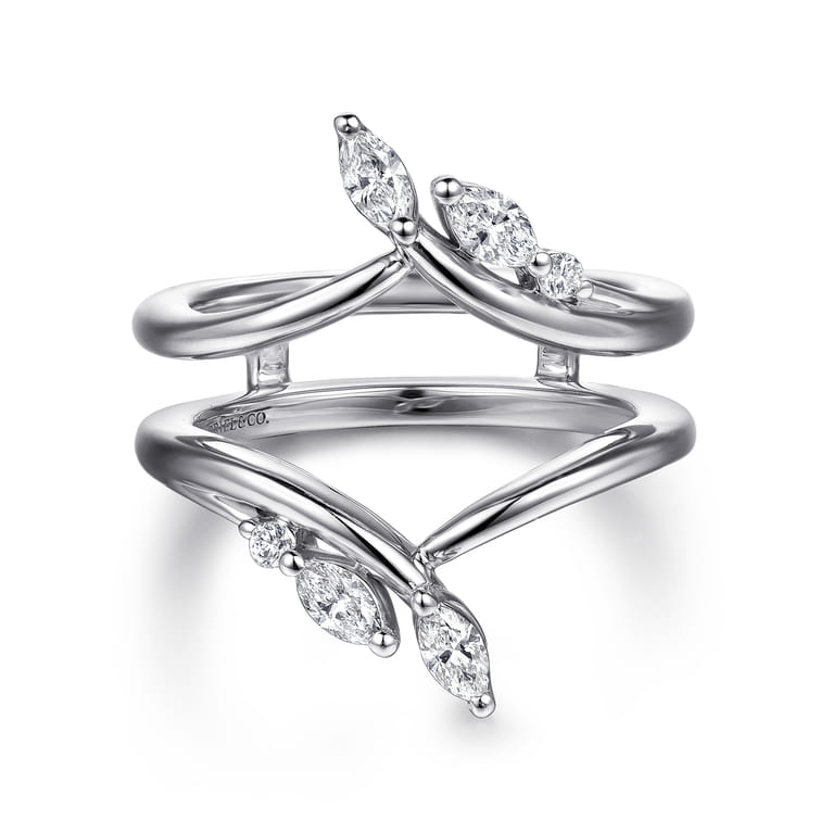 Enhancer Wedding Ring in 14k White Gold with Marquise Natural Diamond at Gabriel & Co. - Shot 1